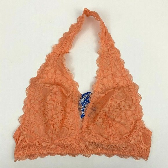 Intimately Free People Galloon Lace Halter Bralette Bra Light Orange Size S NWT - Picture 1 of 8